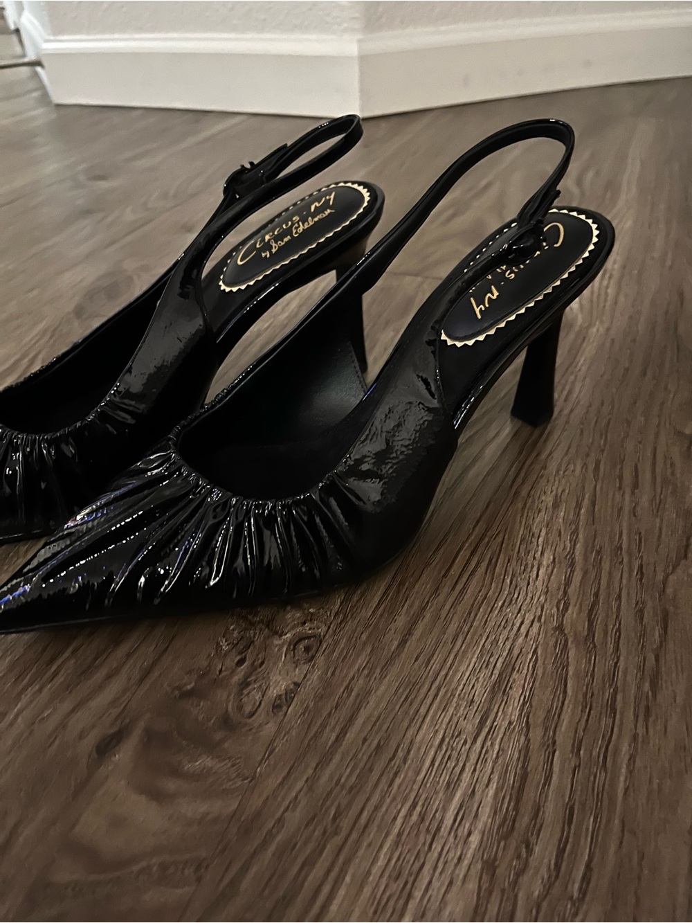Circus by Sam Edelman Black Patent Pointed Slingback Heels